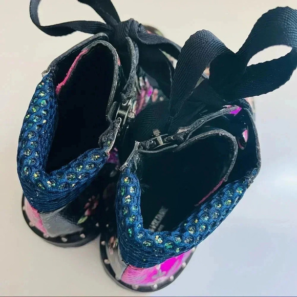 NWT Rare Zadig & Voltaire Black Joe Low Floral Patch Leather Studded Boots - Picture 10 of 12